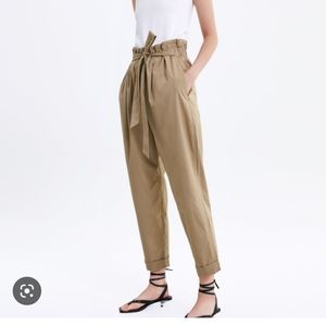 ZARA poplin pants cotton tan sz Small
